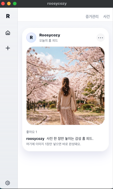 RoosyCozy 메인 홈 피드